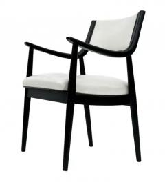 Edward Wormley Pair of Mid Century Modern Black Lacquer Danish Modern Style Armchairs in White - 3562235