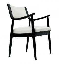 Edward Wormley Pair of Mid Century Modern Black Lacquer Danish Modern Style Armchairs in White - 3562238
