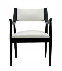 Edward Wormley Pair of Mid Century Modern Black Lacquer Danish Modern Style Armchairs in White - 3562241