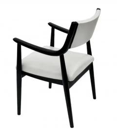 Edward Wormley Pair of Mid Century Modern Black Lacquer Danish Modern Style Armchairs in White - 3562242