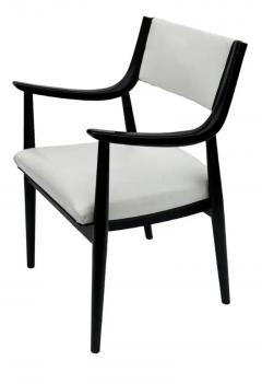 Edward Wormley Pair of Mid Century Modern Black Lacquer Danish Modern Style Armchairs in White - 3562253