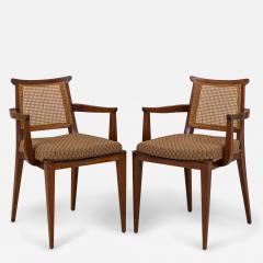 Edward Wormley Pair of Pulled Feather Patterned Upholstery Wooden Game Chairs - 2792184