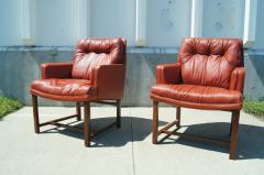 Edward Wormley Pair of Red Leather Armchairs by Edward Wormley for Dunbar - 101884