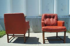 Edward Wormley Pair of Red Leather Armchairs by Edward Wormley for Dunbar - 101885