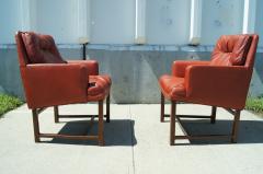 Edward Wormley Pair of Red Leather Armchairs by Edward Wormley for Dunbar - 101889