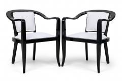 Edward Wormley Set of 4 American Mid Century Ed Wormley Ebonized With White Upholstery Armchair - 4273301