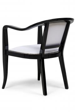 Edward Wormley Set of 4 American Mid Century Ed Wormley Ebonized With White Upholstery Armchair - 4273305