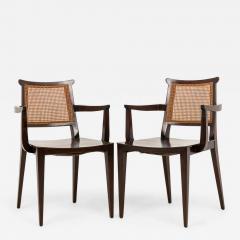 Edward Wormley Set of 4 Caned Back Wooden Dining Armchairs - 2791871