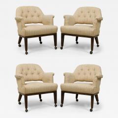 Edward Wormley Set of 4 Dunbar Janus Armchairs in Beige Textured Weave Upholstery - 4289874