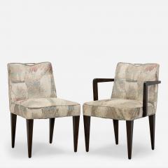 Edward Wormley Set of 6 Edward Wormley for Dunbar Patterned Pastel Upholstered Dining Chairs - 2789466