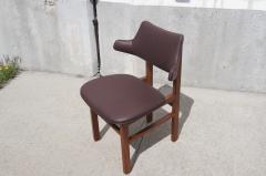 Edward Wormley Set of Six Leather and Walnut Dining Chairs by Edward Wormley for Dunbar - 106672