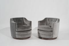 Edward Wormley for Dunbar Swivel Chairs in Grey Alpaca Velvet C 1950s - 3162956