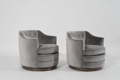 Edward Wormley for Dunbar Swivel Chairs in Grey Alpaca Velvet C 1950s - 3162957