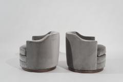 Edward Wormley for Dunbar Swivel Chairs in Grey Alpaca Velvet C 1950s - 3162958