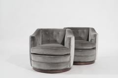 Edward Wormley for Dunbar Swivel Chairs in Grey Alpaca Velvet C 1950s - 3162961