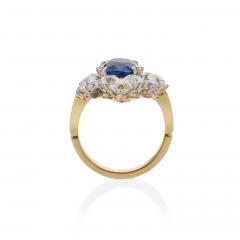 Edwardian AGL Classic Ceylon No Heat Sapphire and Diamond Ring - 3995686