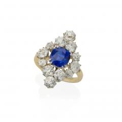 Edwardian AGL Classic Ceylon No Heat Sapphire and Diamond Ring - 3995689