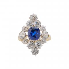 Edwardian AGL Classic Ceylon No Heat Sapphire and Diamond Ring - 4000490