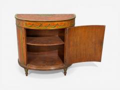Edwardian Adams Paint Decorated Demilune Cabinet Inlaid Wood 19th c  - 4555119