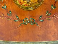Edwardian Adams Paint Decorated Demilune Cabinet Inlaid Wood 19th c  - 4555121