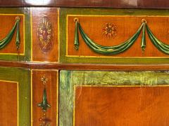 Edwardian Adams Paint Decorated Demilune Cabinet Inlaid Wood 19th c  - 4555122