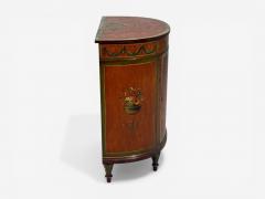 Edwardian Adams Paint Decorated Demilune Cabinet Inlaid Wood 19th c  - 4555124