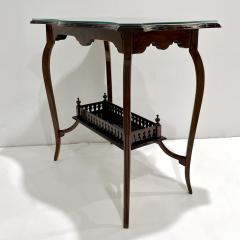 Edwardian Antique English Mahogany Two Tier Side Table Glass Top Gallery Shelf - 4414710