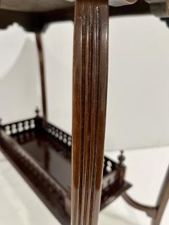 Edwardian Antique English Mahogany Two Tier Side Table Glass Top Gallery Shelf - 4414711