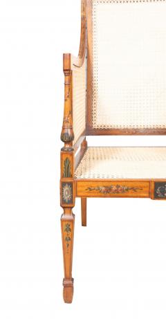 Edwardian Finely Painted And Caned Satinwood Armchair - 4336579
