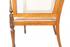 Edwardian Finely Painted And Caned Satinwood Armchair - 4336582
