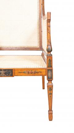 Edwardian Finely Painted And Caned Satinwood Armchair - 4336587