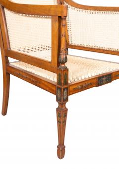 Edwardian Finely Painted And Caned Satinwood Armchair - 4336592