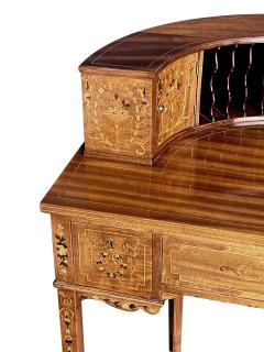 Edwardian Inlaid Mahogany Carlton House Writing Desk with Marquetry Inlay - 3840256