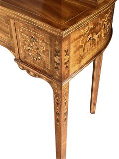 Edwardian Inlaid Mahogany Carlton House Writing Desk with Marquetry Inlay - 3840259