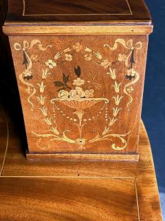 Edwardian Inlaid Mahogany Carlton House Writing Desk with Marquetry Inlay - 3840262