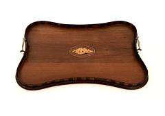 Edwardian Inlaid Mahogany Satinwood Serving Butlers Tray with Shell Motif - 4492338