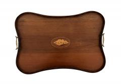 Edwardian Inlaid Mahogany Satinwood Serving Butlers Tray with Shell Motif - 4492339