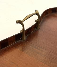 Edwardian Inlaid Mahogany Satinwood Serving Butlers Tray with Shell Motif - 4492342