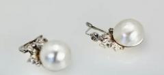 Edwardian Mabe Pearl Diamond Earrings - 3458917