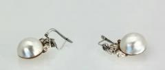 Edwardian Mabe Pearl Diamond Earrings - 3458923
