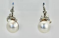 Edwardian Mabe Pearl Diamond Earrings - 3458925