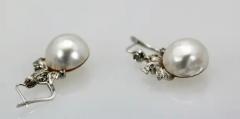 Edwardian Mabe Pearl Diamond Earrings - 3458996