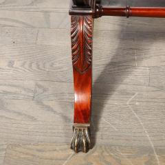 Edwardian Mahogany Writing Desk w Inlaid Exotic Wood Detailing Bronze Pulls - 4465816