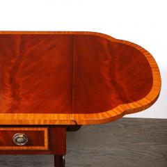 Edwardian Mahogany Writing Desk w Inlaid Exotic Wood Detailing Bronze Pulls - 4465818