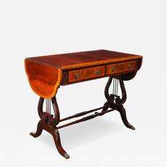 Edwardian Mahogany Writing Desk w Inlaid Exotic Wood Detailing Bronze Pulls - 4465947