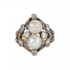 Edwardian Ring featuring Pearls and Diamonds - 1022327