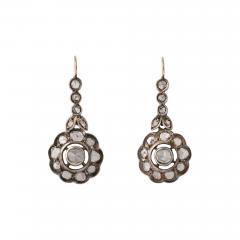 Edwardian Rose Diamond Flower Cluster Earrings - 4121153