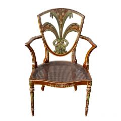 Edwardian Satinwood and Painted Armchair - 3786598