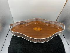 Edwardian Sterling Silver Mahogany Cocktail Tray - 3029622