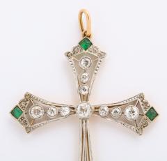 Edwardian diamond and emerald cross - 1733646